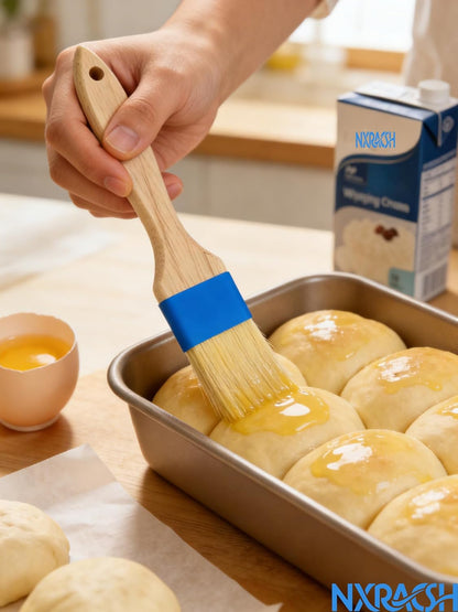 Pastry Brush,Basting Brush 2 in-Natural Boar Bristle Basting Brush for Cooking,Food Grade Brushes for Baking,Heat Resistant to Spread Oil,Sauce,Butter,Flour,Egg Wash Marinades for BBQ Barbecue(2 pc)