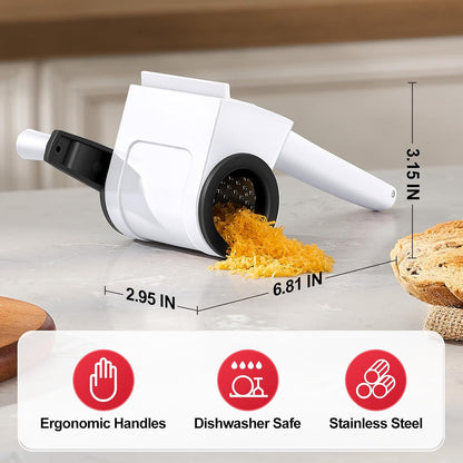 GDL Cheese Grater Hand Crank, Kitchen Rotary Grater Handheld, Dishwasher Safe Parmesan Cheese Grater with Stainless Steel Blade for Hard Cheese,Chocolate,Nuts, Black