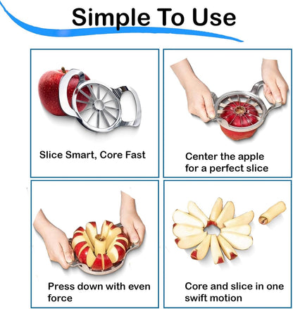 Apple Slicer and Corer - 12 Blade Extra Large, Stainless Steel Apple Cutter - Heavy Duty, Easy to Use, Kitchen Tool