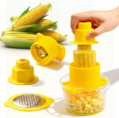 Corn Cob Stripper, 304 Stainless Steel Corn Kernel Remover with Bowl & Safety Handle – Easy Peeler for Corn on the Cob, Dishwasher Safe, Home Kitchen Gadgets