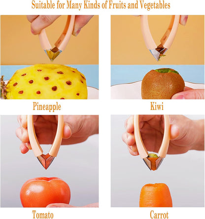 Strawberry Huller Stem Remover Tomato Corer Potato Tweezers Carrot Cutter Pineapple Peeler Clip for Fruit and Vegetable (Orange)