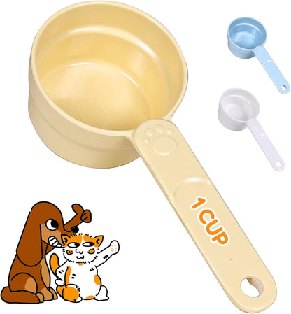 1/2 Cup Dog Food Scoop, Extra Long Handle Sturdy Melamine Pet Food Measuring Scoop with Clear Marking Lines, BPA-Free, Shatterproof, Dishwasher Safe (Butter Yellow, 1/2 Cup)