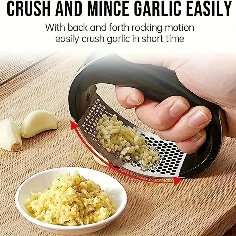 Stainless Steel Garlic Press & Ginger Rocker – Manual Garlic Crusher for Effortless Cooking – Essential Kitchen Tool & Accessory