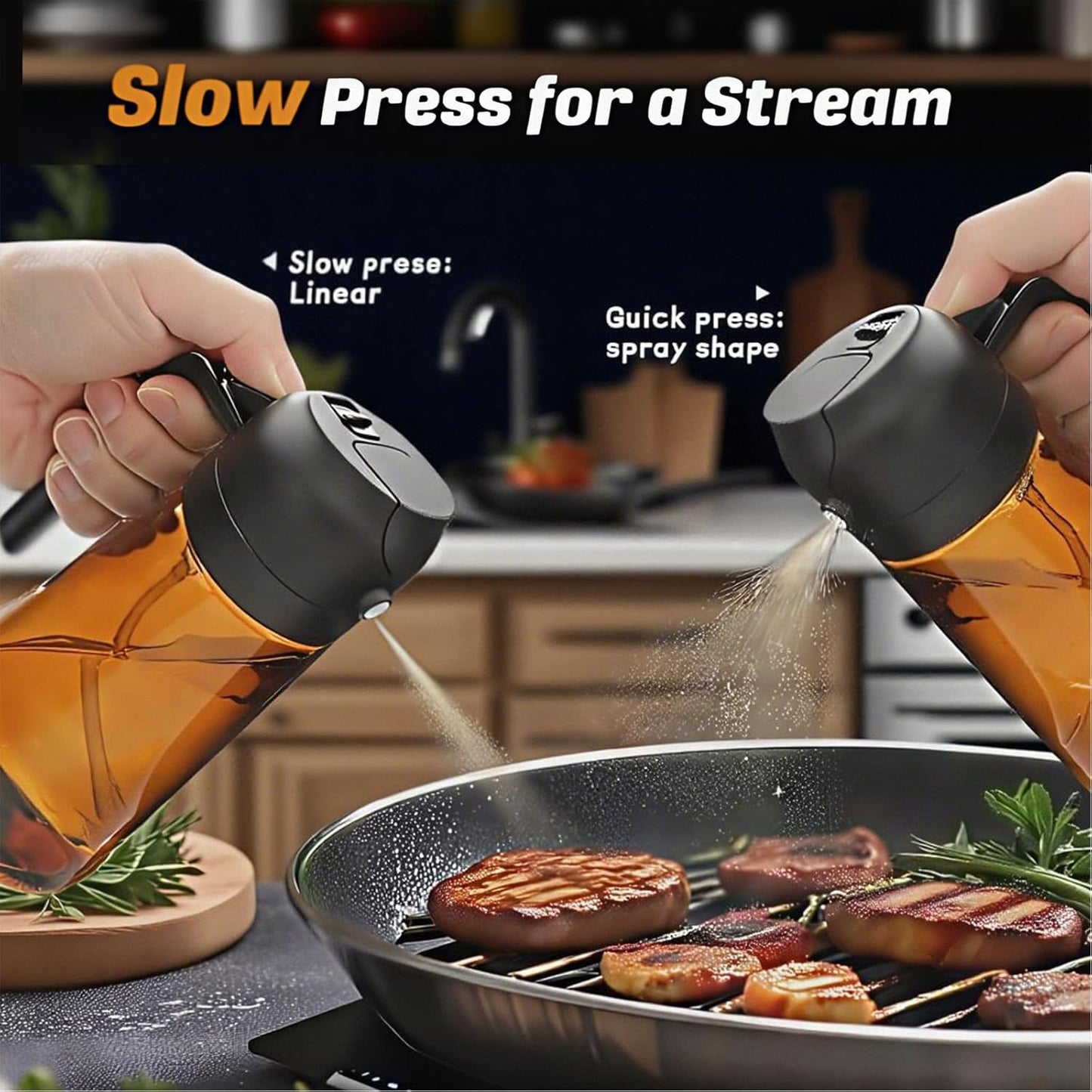 Olive Oil Sprayer for Cooking, 220ml Glass Oil Dispenser for Kitchen Gadgets, Food Grade Premium Spray Bottle, Continuous Spray with Portion Control, for Salad, Frying, BBQ (Black)