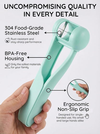 Homnoble Grape Cutter for Toddlers & Baby - Stainless Steel Grape & Cherry Tomato Slicer for Kids Lunch Box - Portable Small Fruit Quarterer Tool, Prep for Salad & Healthy Snacks