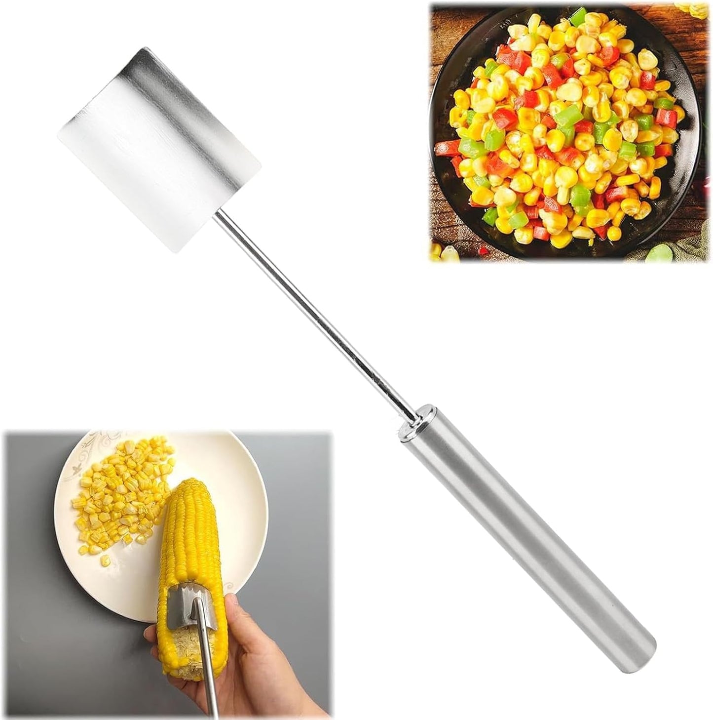 2Pcs Corn Peeler Set, 9.84in Length Corn Stripping Tool with Ergonomic Handle, Stainless Steel Corn Cob Peeler for Home, Restaurants, Canteens
