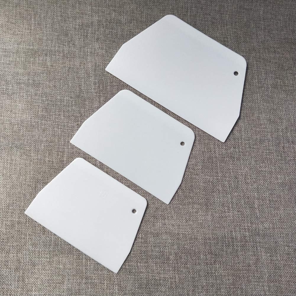 3 Pieces Dough Scraper Bowl Scraper Food-safe Plastic Dough Cutter Trapezoidal Plastic Scraper Practical Bench Scraper Multipurpose Food Scrappers for Bread Dough Cake Fondant Icing, White