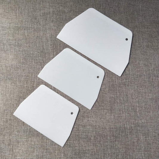 3 Pieces Dough Scraper Bowl Scraper Food-safe Plastic Dough Cutter Trapezoidal Plastic Scraper Practical Bench Scraper Multipurpose Food Scrappers for Bread Dough Cake Fondant Icing, White