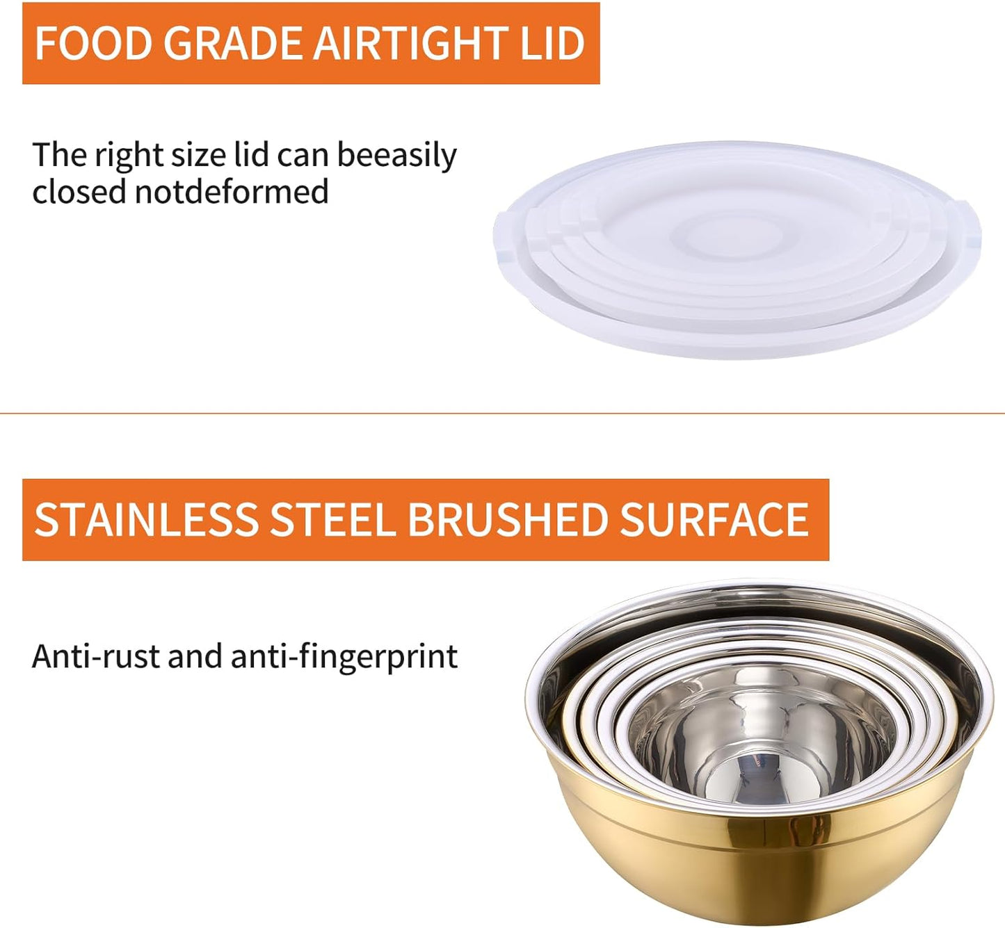 Colorful Mixing Bowls with Airtight Lids, Stainless Steel Nesting Mixing Bowls Set of 7, Ideal for Baking, Prepping and Serving Food, Size 7, 3.6, 2.7, 2.1, 1.5, 1.1,0.8 QT, Stackable Design