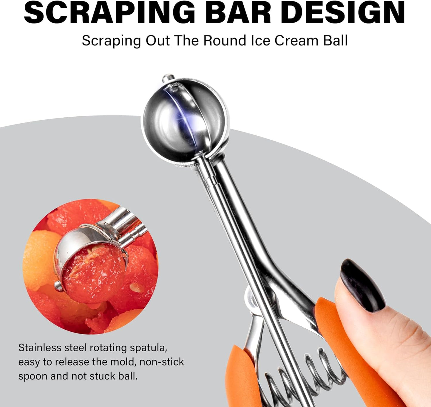 Cookie Scoop Set 1 Tablespoon, Size #60 Cookie Dough Scooper for Baking, 15 ml/0.5 oz Ice Cream Scoop, Acrylic Scoop, Comfortable Grip
