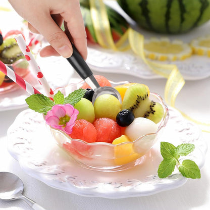 2Pcs Melon Baller Scoop, Stainless Steel Double Ended Headed Fruit Ice Cream Ball Spoon, DIY Fruit Platter Ball Tool Scooper for Watermelon/Ice Cream/Fruits/Sorbet/Meatball, Fruit and Vegetable Tools
