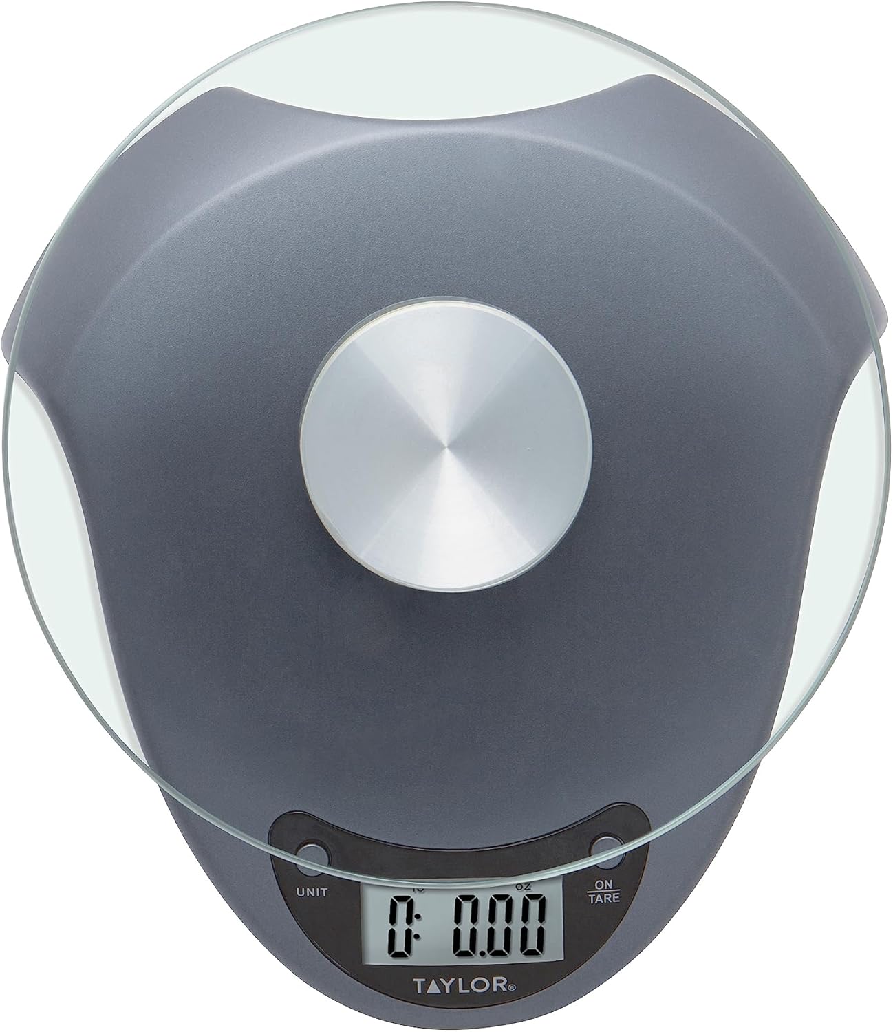 Taylor Digital Kitchen Scale with Glass Platform, Tare Button, and Plastic Body Weighs up to 11 Pounds Capacity, White