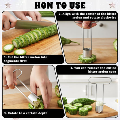 JJUNW Stainless Steel Corer Tool, Pepper Seed Corer Remover Multifunctional Fruit And Vegetable Core Remover Kitchen Gadget for Pepper Pineapple Pear Vegetable Cores