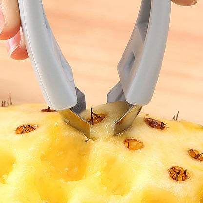 Strawberry Hullers Remover Multifunctional Pineapple Stem Corer Tool Tomato Pineapple Eye Corer Eye Peeler Kitchen Gadget Tool (Gray)