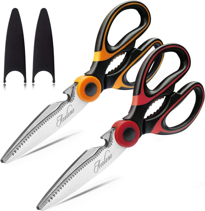 Kitchen Shears, Acelone Premium Heavy Duty Shears Ultra Sharp Stainless Steel Multi-function Kitchen Scissors for Chicken/Poultry/Fish/Meat/Vegetables/Herbs/BBQ… (Red black)