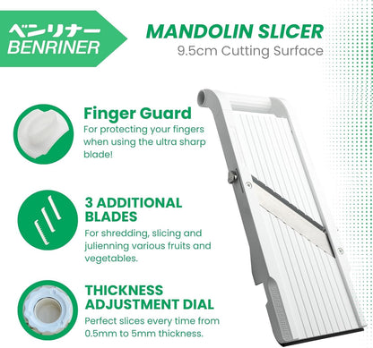 Benriner Super Slicer, with 4 Japanese Stainless Steel Blades, Beige