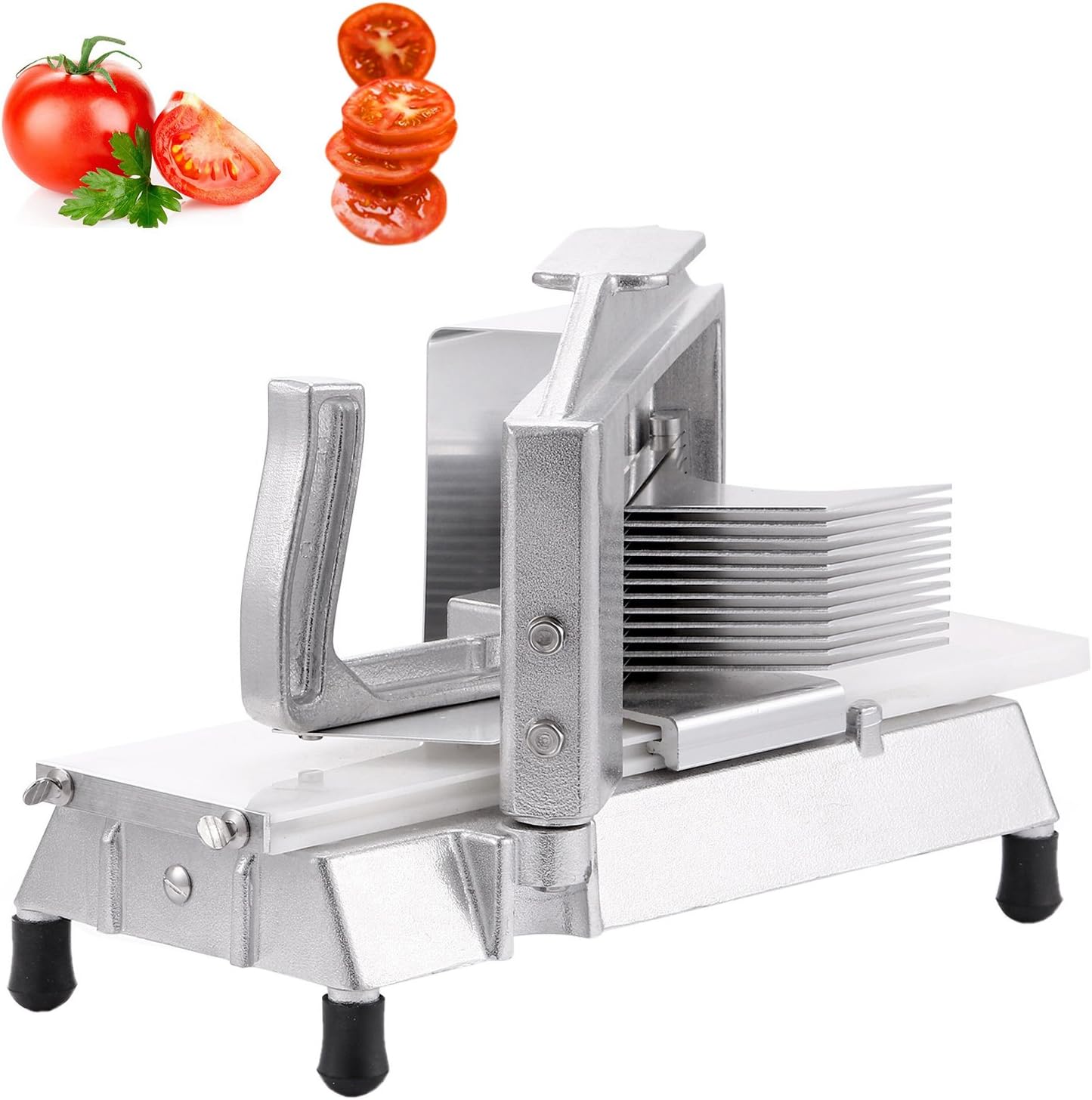 VEVOR Commercial Tomato Slicer 3/16 inch Heavy Duty Tomato Slicer Tomato Cutter with Built-in Cutting Board for Restaurant or Home Use (3/16 inch)