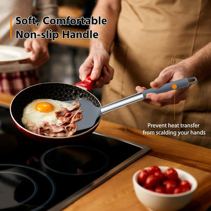 E-far Cooking Utensils Set of 4, Silicone Kitchen Utensils for Non-stick Cookware, Heat Resistant & Non-toxic Slotted Spatula Solid Spoon Turner for Flipping Mixing Serving Basting(Black)