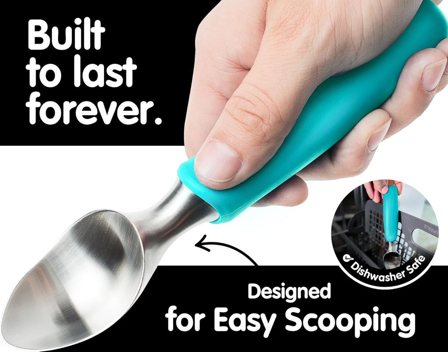 SUMO Stainless Steel Ice Cream Scoop With Ergonomic Handle - Sturdy, Dishwasher-Safe Scooper For Effortless Scooping and Serving Of Frozen Desserts, Comfortable Grip - Blue