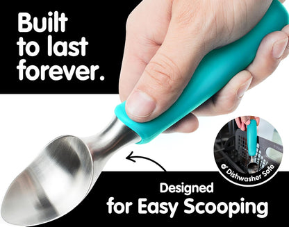SUMO Stainless Steel Ice Cream Scoop With Ergonomic Handle - Sturdy, Dishwasher-Safe Scooper For Effortless Scooping and Serving Of Frozen Desserts, Comfortable Grip - Blue