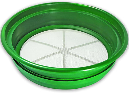 SE 13.25 Inch Wide Stackable Classifier Gold Prospecting Pan - 1/8 Inch Stainless Steel Mesh Sifting Pan, Green
