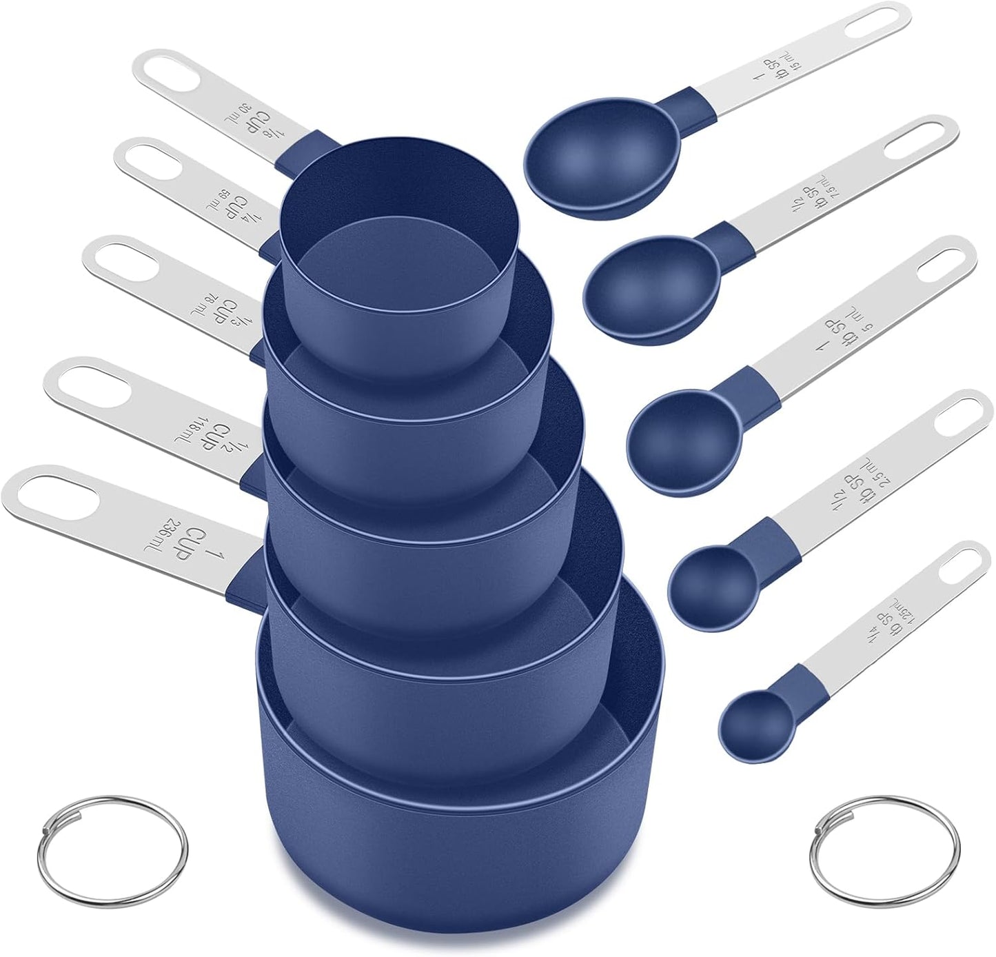 Measuring Cups and Spoons Set, 10 Pieces Nesting Measure Tools, Kitchen Essentials Gadgets with Stainless Steel Handle for Dry & Liquid Ingredient, Pink