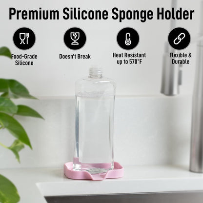 Zulay Kitchen (9x3.5in Sponge Holder for Kitchen Sink - Flexible Heavy-duty Multipurpose Sink Caddy - Counter Organizer for Kitchen, Bathroom, Makeup, Trinkets & More! (Grey)