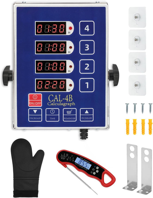 Commercial Kitchen Timers for Cooking, 8 Channel Timer for Commercial Kitchens, Heavy-Duty Loud Alarm Timer for Restaurants, Stainless Steel, LED Technology