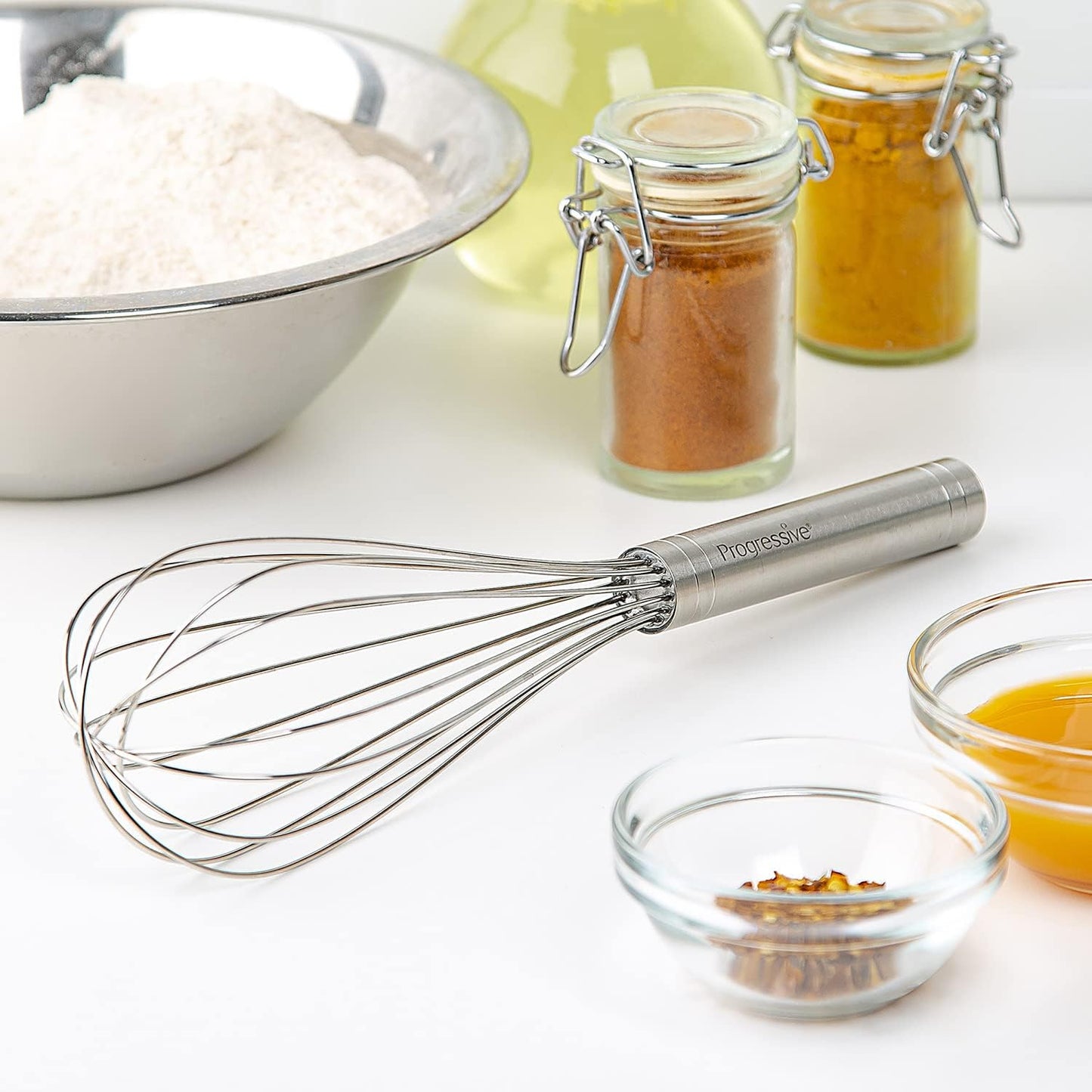 PrepWorks 10 Inch Fat Whisk - Stainless Steel Whisk for Mixing, Beating, and Stirring Sauces, Batter, and More