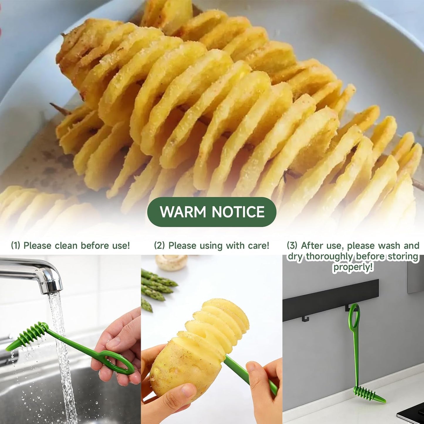 Potato Spiral Cutter and Spiral Potato Cutter, 4-Piece Vegetable Spiralizer Set with Dual Designs,Create Fun Twists for Daily Meals and Party Platters,Compact Kitchen Tool for Healthy Food Preparation