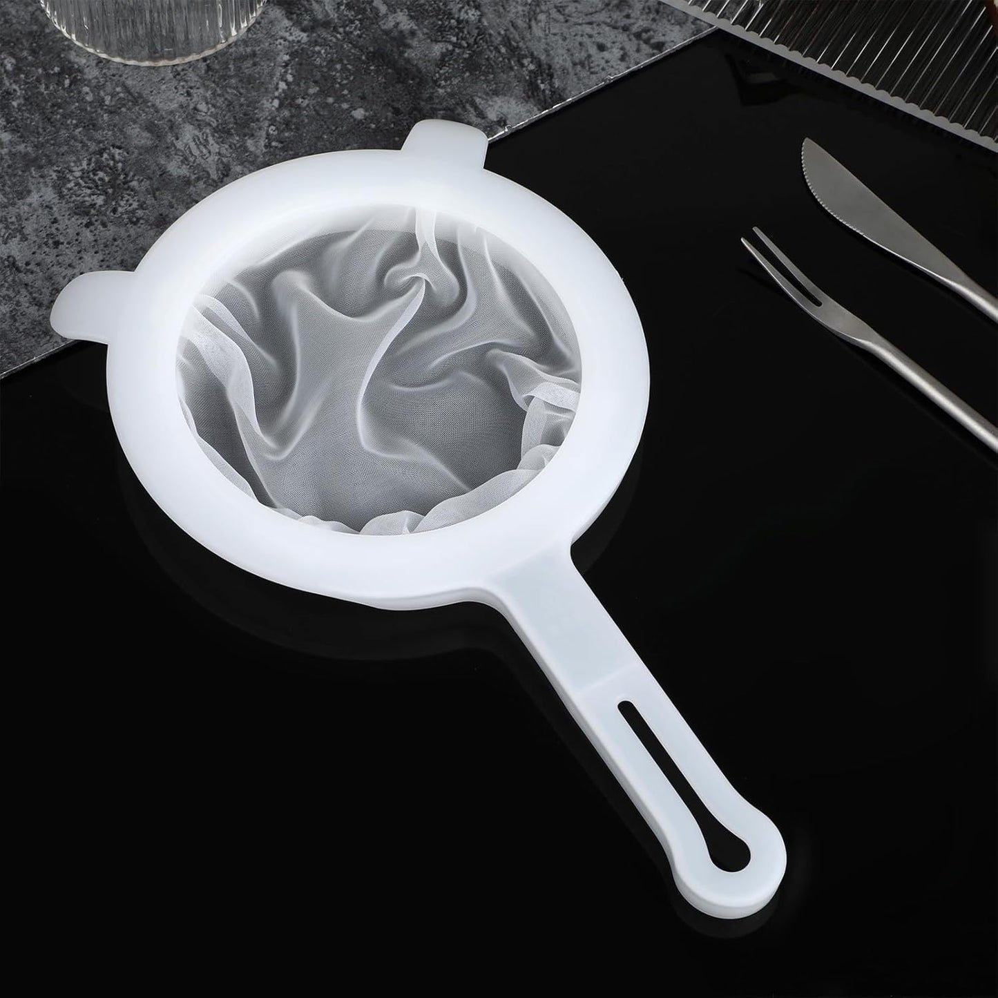 Ultra Fine Nylon Mesh Strainer, 80 Mesh Food Filter Sieve Colander with Plastic Handle for Kitchen Yogurt Juice Milk Honey