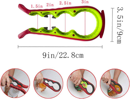 5-in-1 Jar Opener whit Beer bottle opener for Weak Hands,Non-slip Easy Grip Can Opener,Used to remove stubborn LIDS (Red)