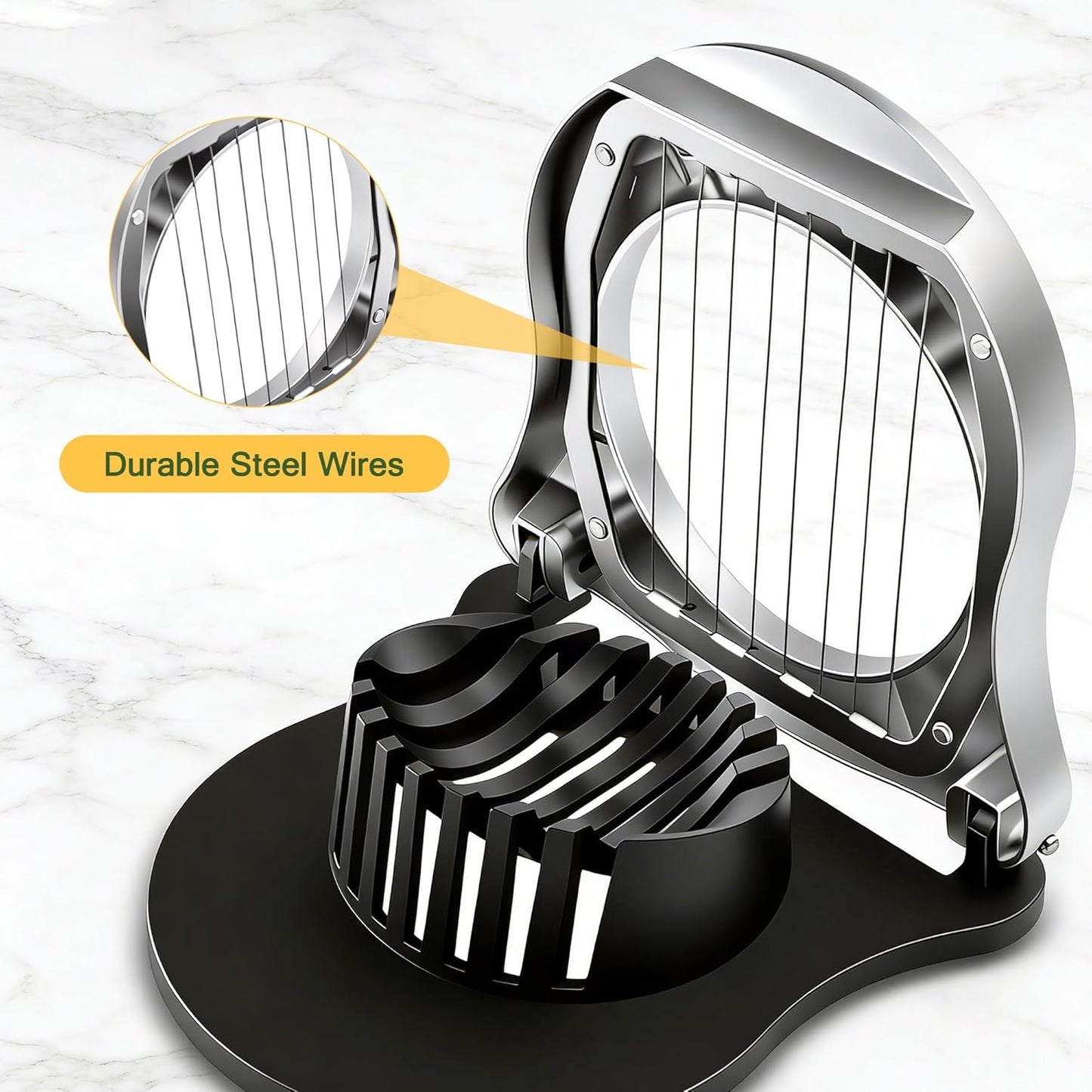 3 in 1 Egg Slicer, Egg Cutter Egg dicer for Boiled Eggs -Stainless Steel Wire with 3 Slicing Styles