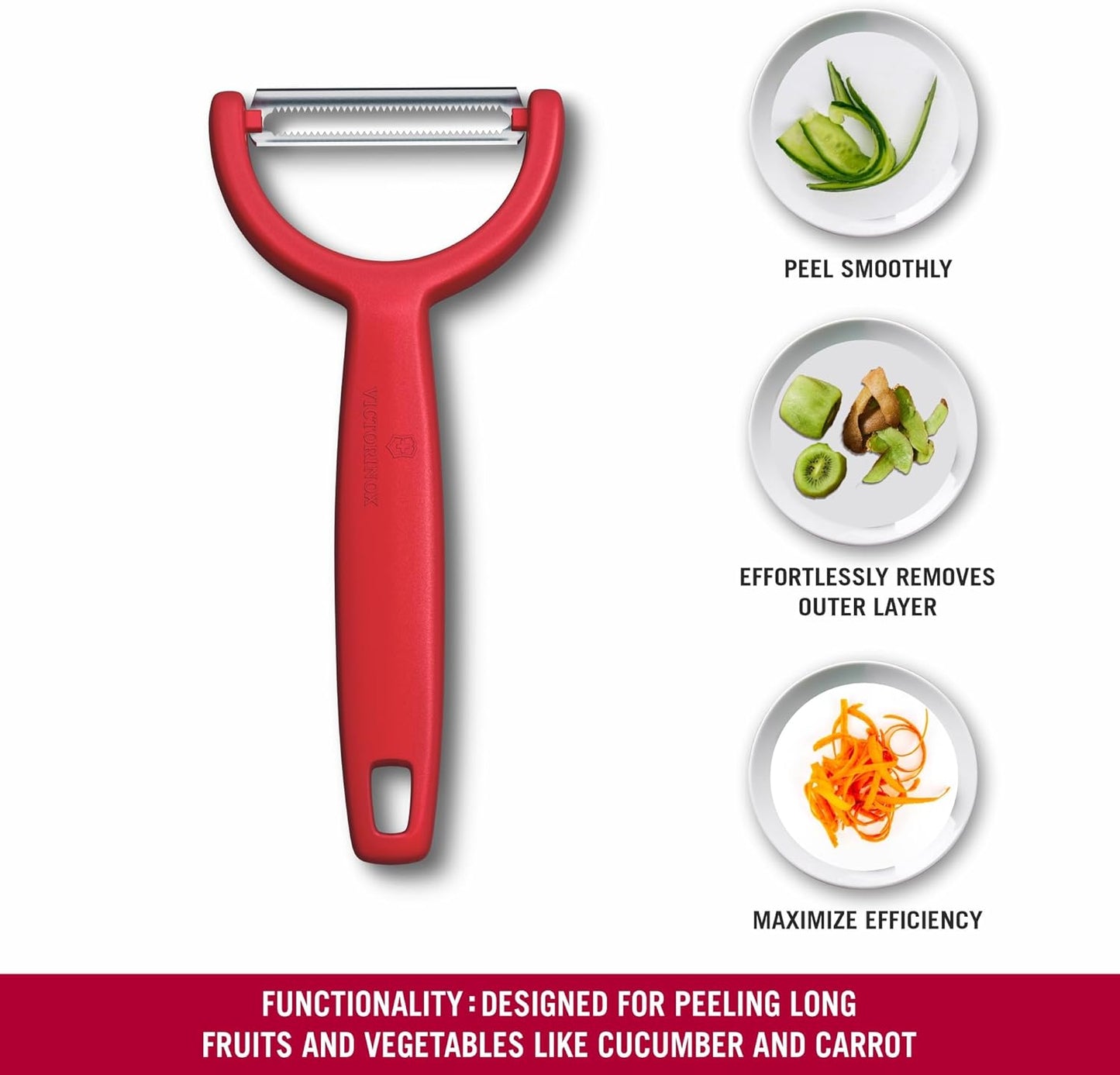 Victorinox Ypso Peeler for Vegetables, Fruits, Serrated Edge, Extra Sharp, Swiss Made, Black