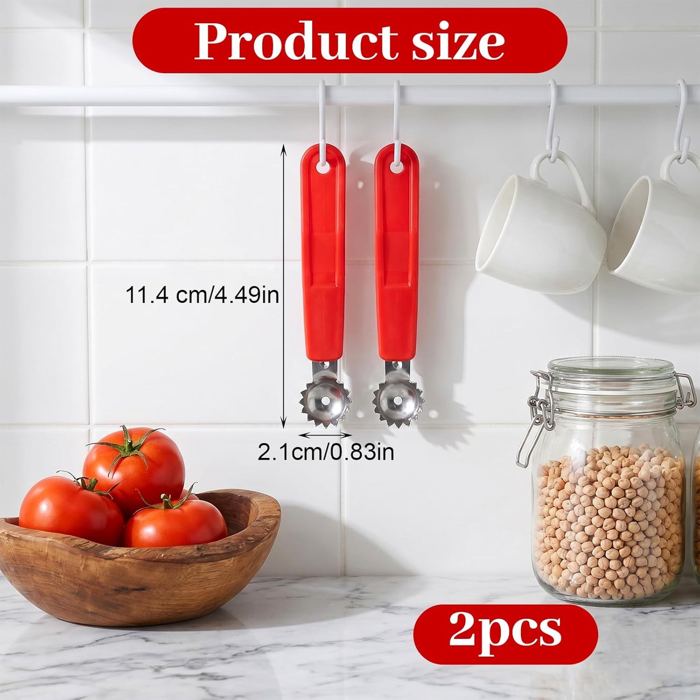 4PCS Tomato Corer Tool, Strawberry Corer Tool, Stainless Steel Strawberry Stem Remover Handle with Hole for Fruit Vegetable Stem Remover Efficient Kitchen Gadget