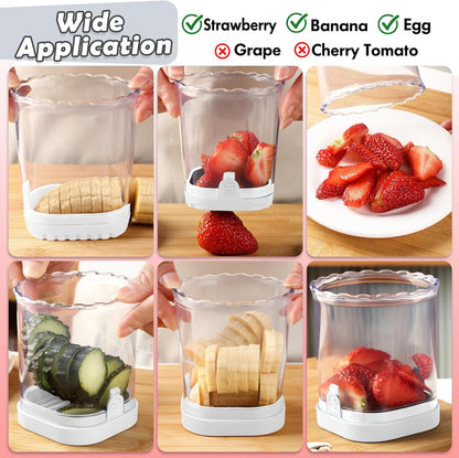 Creative Strawberry & Fruit Slicer - Detachable Cutter with Push Plate (Black)