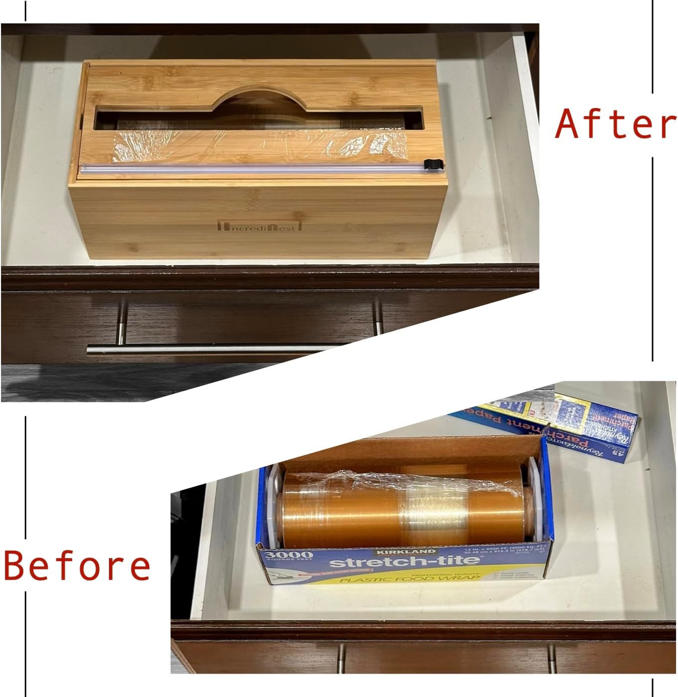 High Capacity Foil & Wrap Dispenser with Cutter, Fits 3000ft Plastic Wrap,1000ft Aluminum Foil, Home, Food Service, Commercial, Bamboo