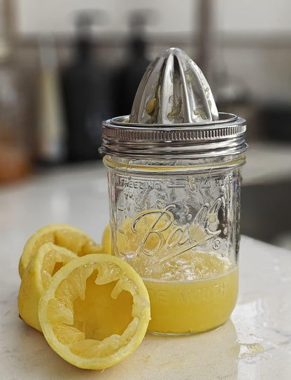 Mason Jar Juicer Lid (1 Pieces), Stainless Steel Citrus Reamer for Wide Mouth Mason Jar Lemon Orange Juicer Manual Citrus Juicer