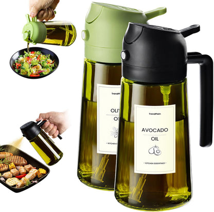 TrendPlain - Original 16oz/470ml Olive Oil Dispenser Bottle for Kitchen Gadgets and Air Fryer Accessories - Olive Oil Sprayer for Cooking w/Stickers - Black