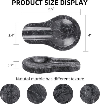 Marble Spoon Rest for Kitchen Stove Countertop, Marble Utensil Holder, Perfect for Spatula, Ladle, Fork (1, Viva jade, 4 * 6.5)