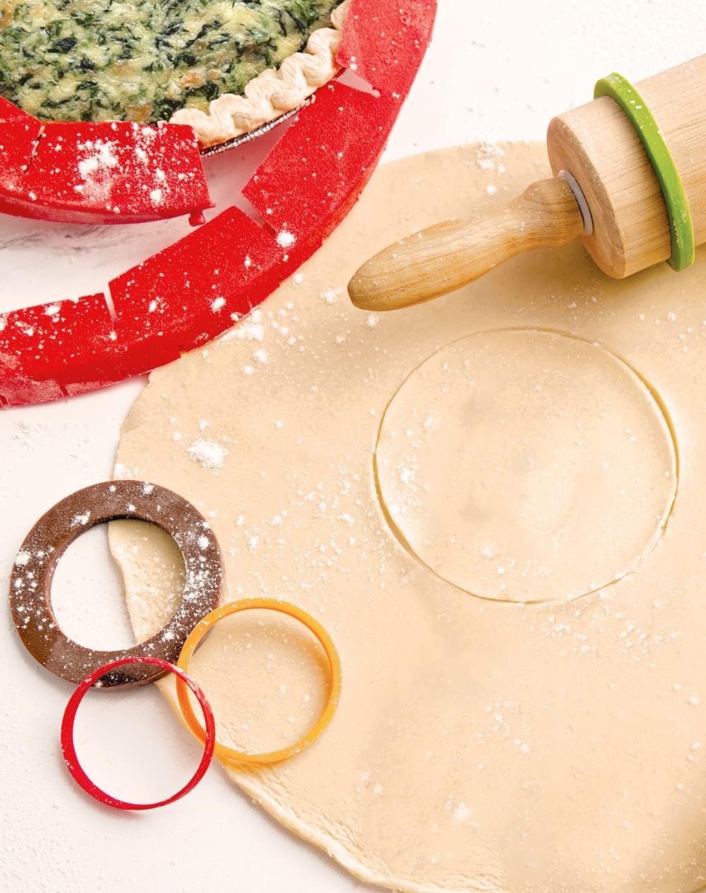 Talisman Designs Silicone Rolling Pin Bands | 8 Piece Set | Ensure Dough Thickness | Baking Accessories | Rolling Pin Thickness Rings
