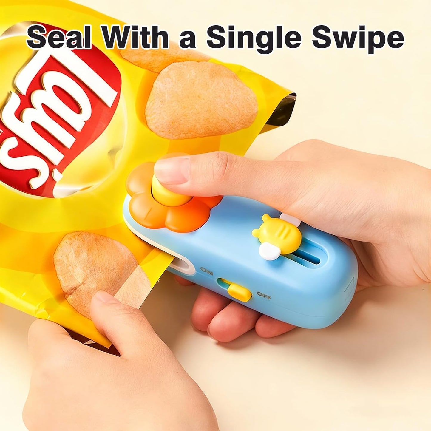 Mini Thermal Sealer with Built-in Cutter & Fridge Magnet, USB Rechargeable - Portable Food Bag Sealer for Snacks, Chips, Cereals | Keep Food Fresh Longer | Compact Kitchen Gadget for Home, Camping