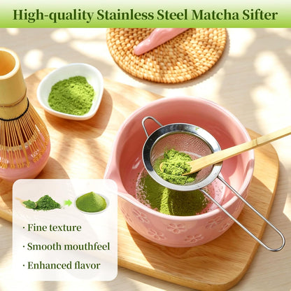 Matcha Whisk Set 8 Pcs Complete Matcha Starter Kit With Ceramic Bowl, Bamboo Whisk, Holder, Spoon, Sifter, Spoon Stand For Matcha Lovers Ceremonial Gift Set