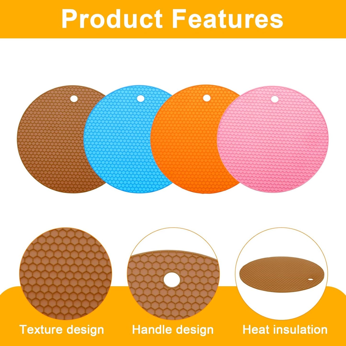 uxcell 4pcs Silicone Jar Opener Pads, 17.5cm/7" Texture Can Opener Multipurpose Round Bottle Lid Opener Non-Slip Coasters for Weak Hands Seniors Children, Black