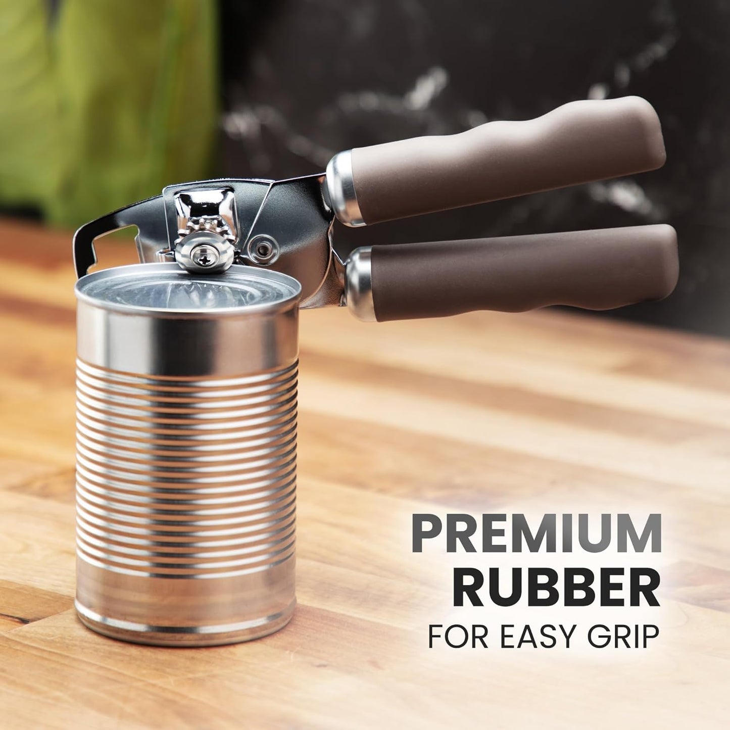 Zulay Kitchen Heavy Duty Stainless Steel Can Opener Manual with Bottle Opener - Rust Proof Manual Can Opener With Turn Knob & Comfy Soft Grip Handles - Black