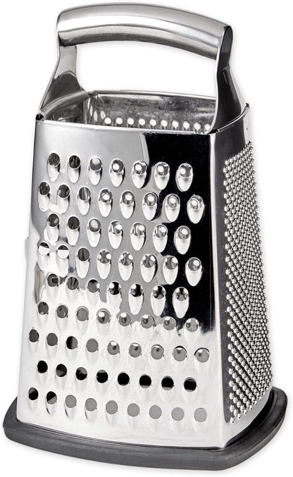 RSVP International Endurance Kitchen Collection Multi-Use Cheese Grater Handheld Potato Slicer Shredder for Hard & Soft Cheeses, Vegetables & Zesting, 6 x 5 x 9-3/4-Inch, Non-Slip Bottom