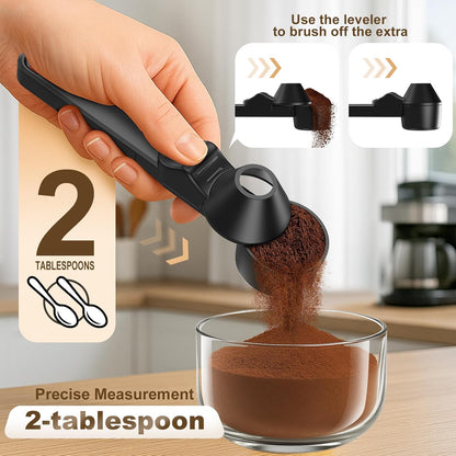 Coffee Scoop & Funnel for Reusable K Cup Refillable Coffee Pods,2 Tablespoon Coffee Scoop for Ground Coffee (1, Black)