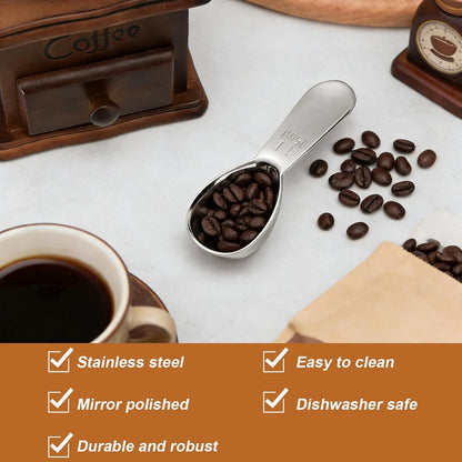 2 Pack 15ml (1 Tablespoon) 304 Stainless Steel Coffee Scoop, Short Handle Measuring Spoon for Ground Coffee/Beans, Fits in Canisters