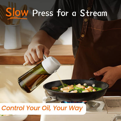 TrendPlain - Original 16oz/470ml Olive Oil Dispenser Bottle for Kitchen Gadgets and Air Fryer Accessories - Olive Oil Sprayer for Cooking w/Stickers - Black
