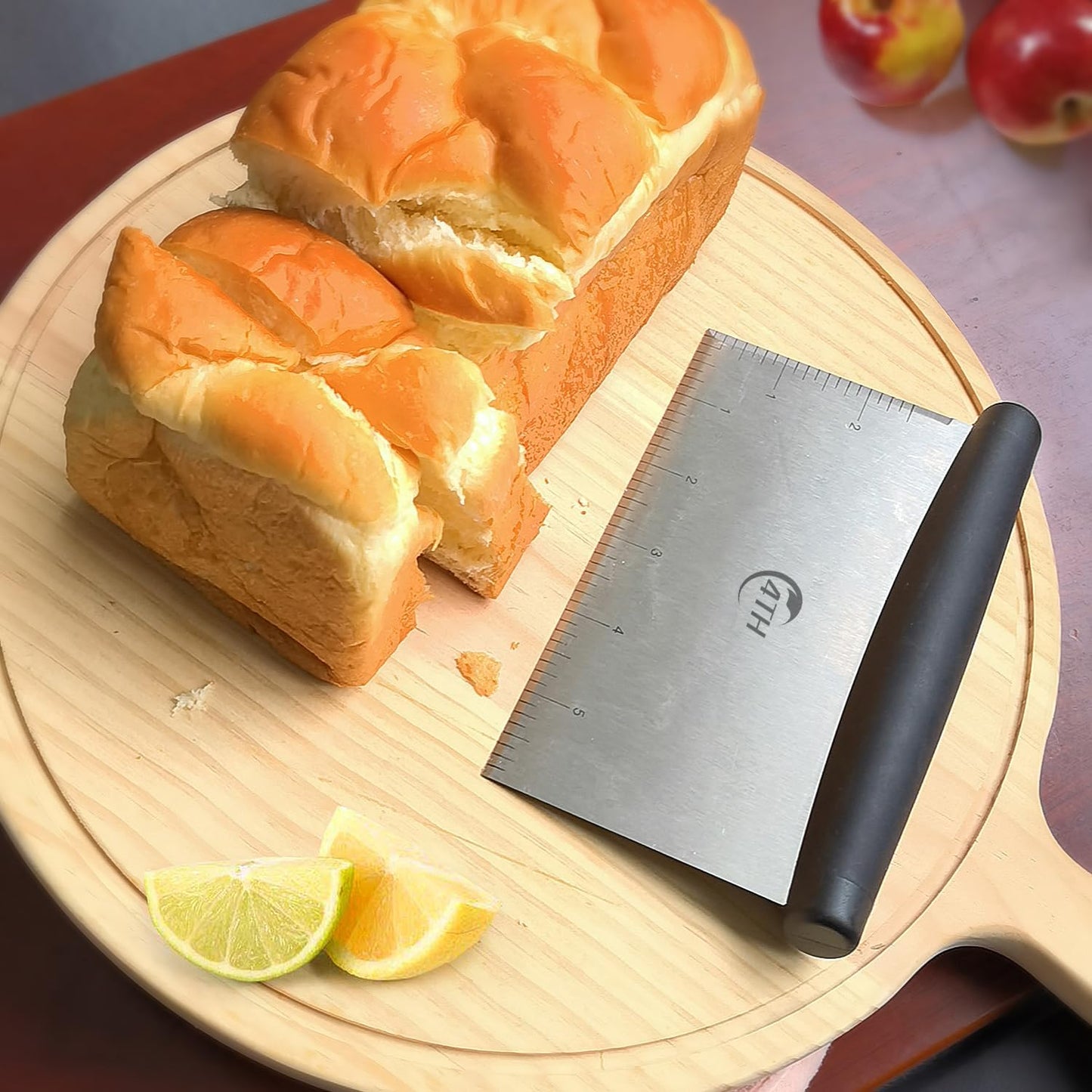 4TH Bench Scraper - Professional Stainless Steel Dough&Pastry Cutter, Multi-Purpose Kitchen Essential Gadget, Food-Safe Chopping Board Aid, Perfect Home Baking Culinary Tool - Turquoise